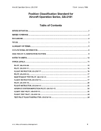 Position Classification Standard for Aircraft Operation Series, GS-2181