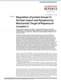 Regulation of Protein Kinase Cδ Nuclear Import and Apoptosis by Mechanistic Target of Rapamycin Complex-1 Antonio Layoun1,5, Alexander A