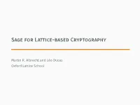 Sage for Lattice-Based Cryptography