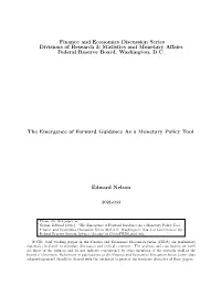 The Emergence of Forward Guidance As a Monetary Policy Tool