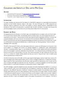 Challenges and Impacts of One Laptop Per Child