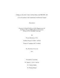 Editing in a Sixteenth-Century Serbian Manuscript (HM.SMS. 280) a Lexical Analysis with Comparison to the Russian Original Diss