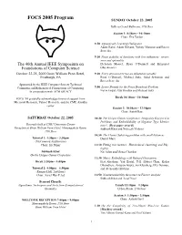 FOCS 2005 Program SUNDAY October 23, 2005