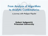 From Analysis of Algorithms to Analytic Combinatorics a Journey with Philippe Flajolet