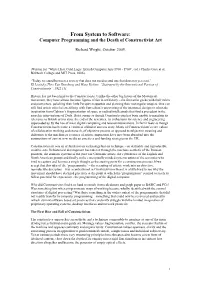 From System to Software: Computer Programming and the Death of Constructivist Art