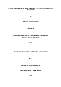 HIV/AIDS Vulnerability of Students at the National University of Lesotho