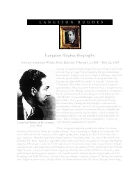 Langston Hughes Biography