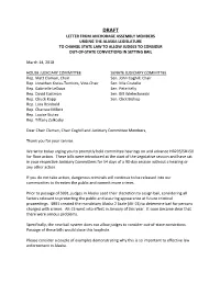 Letter from Anchorage Assembly Members Urging the Alaska Legislature to Change State Law to Allow Judges to Consider Out-Of-State Convictions in Setting Bail