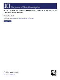 Note on the Interpretation of Clearance Methods in the Diseased Kidney