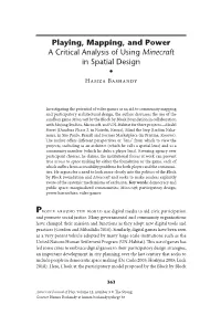 Playing, Mapping, and Power a Critical Analysis of Using Minecraft in Spatial Design • Hamza Bashandy