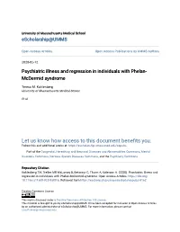 Psychiatric Illness and Regression in Individuals with Phelan- Mcdermid Syndrome