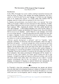 The Invention of the Nicaraguan Sign Language