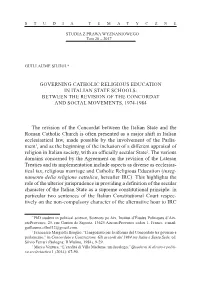 The Revision of the Concordat Between the Italian State and The