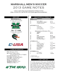 2013 Game Notes