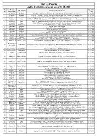 Active Containment Zone As on 05-11-2020 District: Purulia