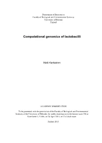 Computational Genomics of Lactobacilli
