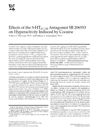 Effects of the 5-HT2C/2B Antagonist SB 206553 on Hyperactivity Induced by Cocaine Andrew C