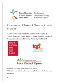Experiences of Racism & 'Race' in Schools in Wales