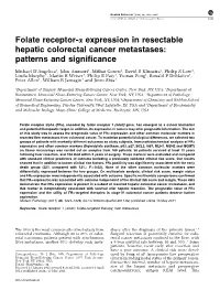 Folate Receptor-&Alpha; Expression in Resectable Hepatic Colorectal Cancer Metastases
