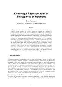 Knowledge Representation in Bicategories of Relations