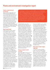 Plants and Environment Investigation Report