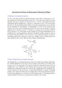 Questions & Answers on Bioinorganic Chemistry (D Ray)