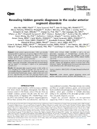 Revealing Hidden Genetic Diagnoses in the Ocular Anterior Segment Disorders