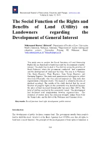 The Social Function of the Rights and Benefits of Land (Utility) on Landowners Regarding the Development of General Interest