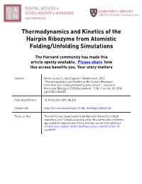Thermodynamics and Kinetics of the Hairpin Ribozyme from Atomistic Folding/Unfolding Simulations