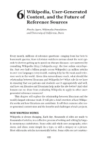 Wikipedia, User-Generated Content, and the Future of Reference Sources