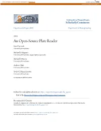 An Open-Source Plate Reader Karol Szymula University of Pennsylvania