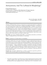 Antisymmetry and the Lefthand in Morphology*