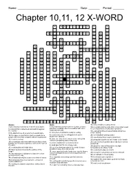 Chapter 10,11, 12 X-WORD