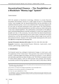 Decentralized Finance – the Possibilities of a Blockchain “Money Lego” System*