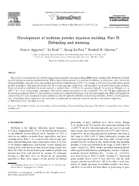 Development of Niobium Powder Injection Molding. Part II: Debinding and Sintering