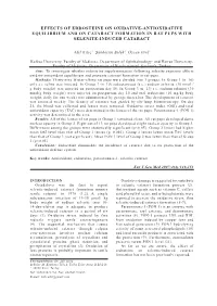 Effects of Erdosteine on Oxidative-Antioxidative Equilibrium and on Cataract Formation in Rat Pups with Selenite-Induced Cataract