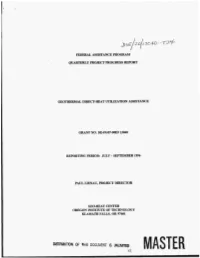 Federal Assistance Program Quarterly Project