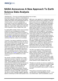 NASA Announces a New Approach to Earth Science Data Analysis 20 April 2010