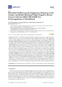 Phenethyl Isothiocyanate Suppresses Stemness in the Chemo-And Radio