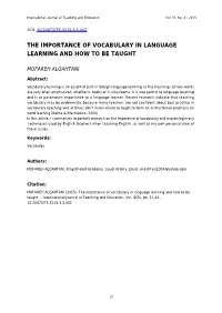 The Importance of Vocabulary in Language Learning and How to Be Taught