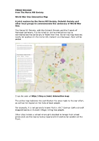 World War One Interactive Map Press Release