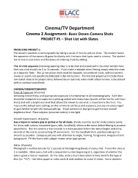 Camera Shots PROJECT #1 – Shot List with Slates