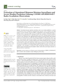 Evaluation of Operational Monsoon Moisture Surveillance and Severe Weather Prediction Utilizing COSMIC-2/FORMOSAT-7 Radio Occultation Observations