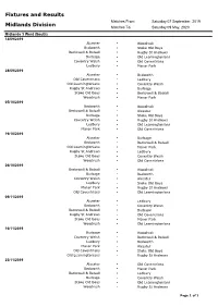 Fixtures and Results Midlands Division