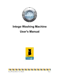 Intego Washing Machine User's Manual