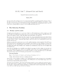 SI 335, Unit 7: Advanced Sort and Search