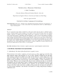 The Body in Space Dimensions of Embodiment
