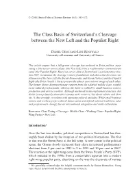 The Class Basis of Switzerland's Cleavage Between the New Left