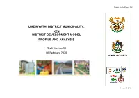 Umzimyathi District Municipality, Kzn District Development Model Profile and Analysis