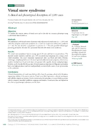 Visual Snow Syndrome a Clinical and Phenotypical Description of 1,100 Cases